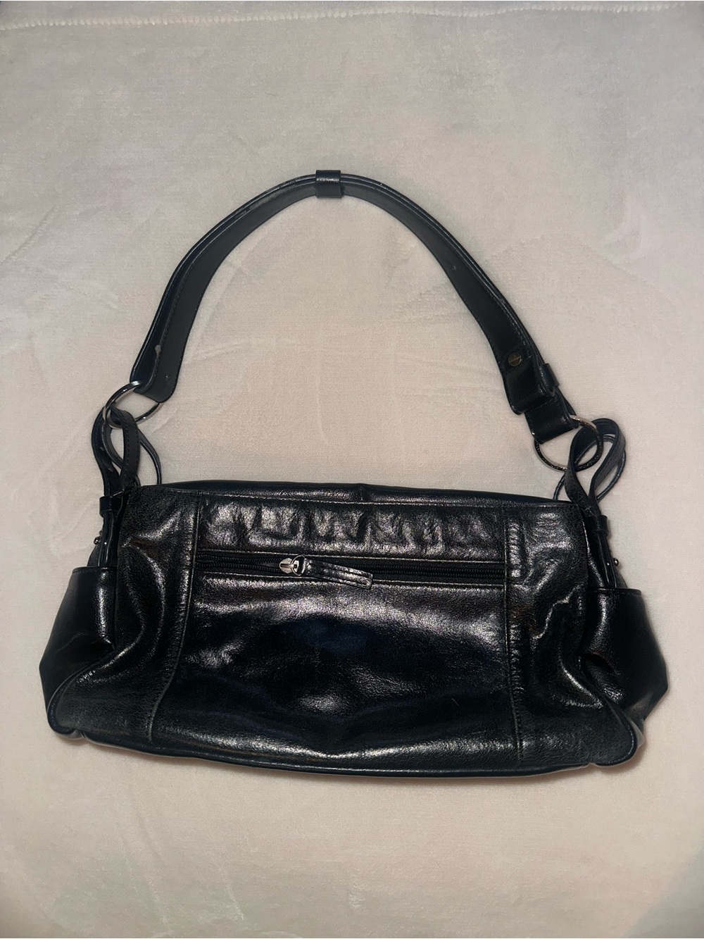 Classic Black Leather Shoulder Bag - Women's Handbag